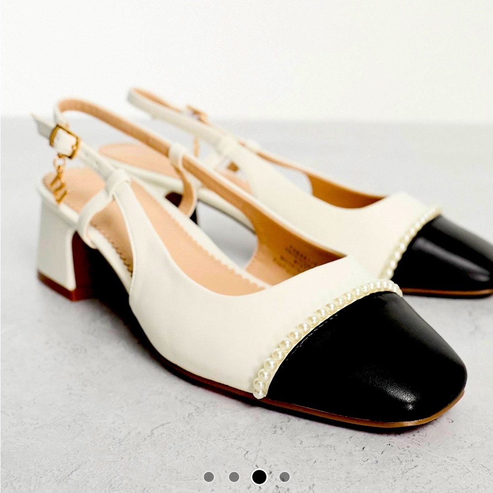 River Island two-tone black and white pearl sling-backs